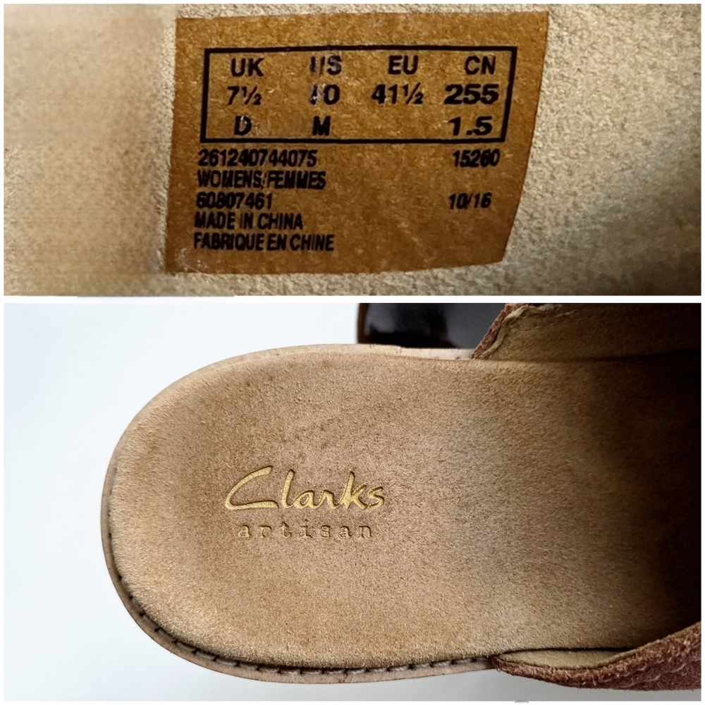 Clarks Artisan Platform Slip-On Wedges, Suede Sunset Colors, Size 10 - Picture 14 of 16